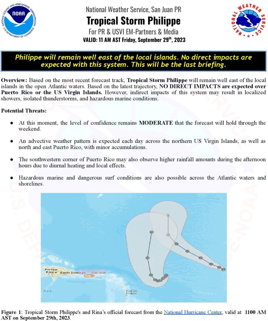 Twin Systems Philippe and Rina Won't Threaten USVI or Puerto Rico