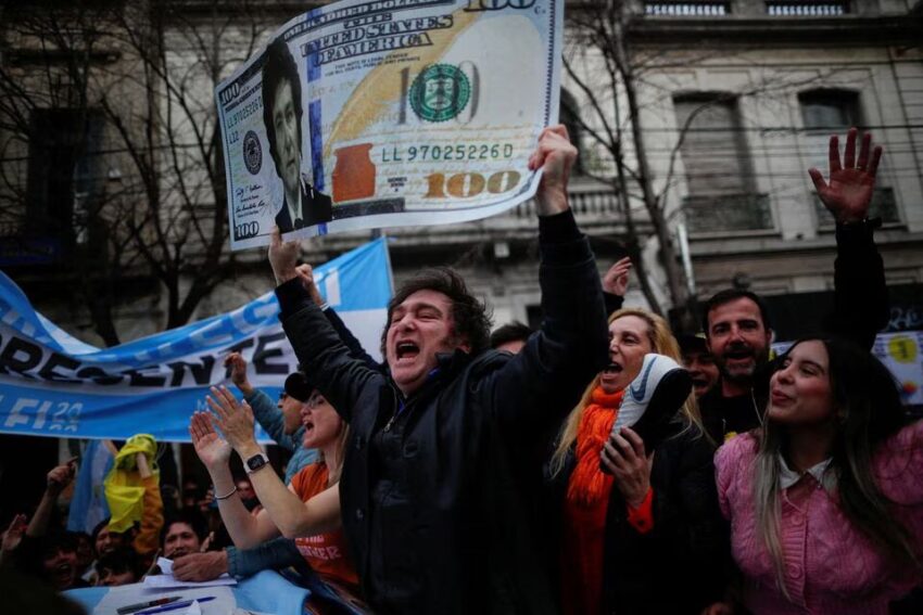 Javier Milei, wielding chainsaw and dollar bill, taps into Argentine voter fury