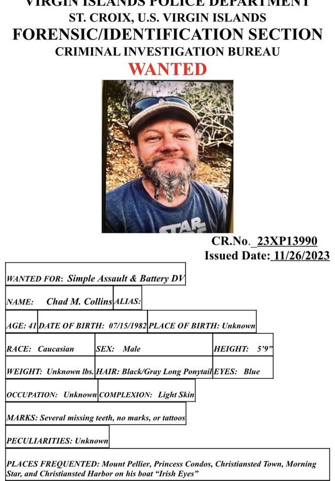 Help Cops Find Chad Collins Wanted For Assault and Battery on St. Croix