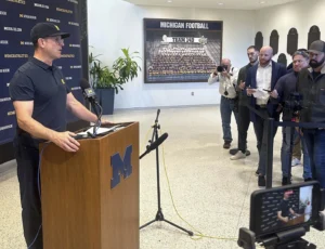 Jim Harbaugh says Sherrone Moore will lead No. 2 Michigan if a judge doesn’t rule in school’s favor
