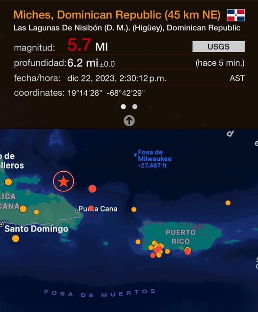 5.7 magnitude earthquake hits northeast of the Dominican Republic; no tsunami warning