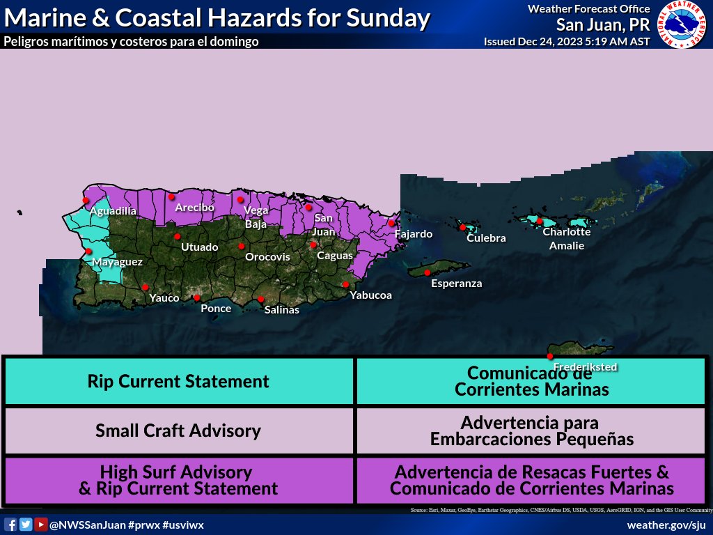 Hazardous marine conditions continue for the USVI and Puerto Rico