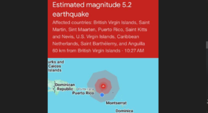 British Virgin Islands: Magnitude-5.2 offshore earthquake strikes north of Anegada today
