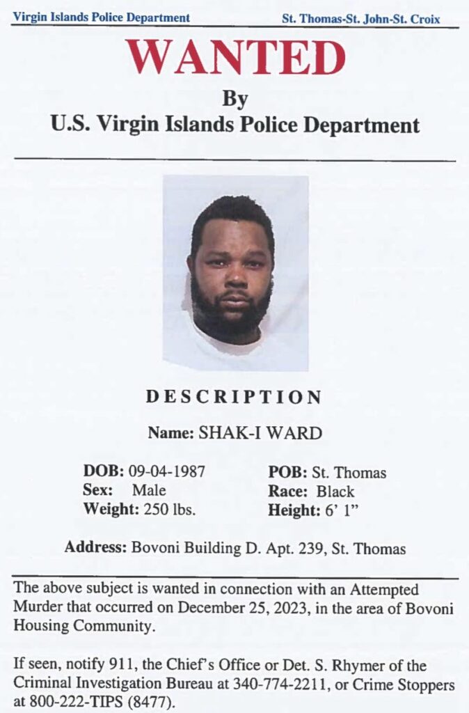 Help Cops Find Shak-I Ward Wanted For Attempted Murder on St. Thomas