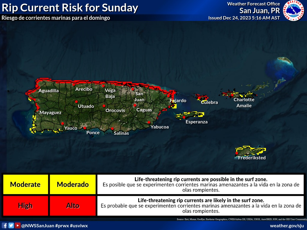 Hazardous marine conditions continue for the USVI and Puerto Rico