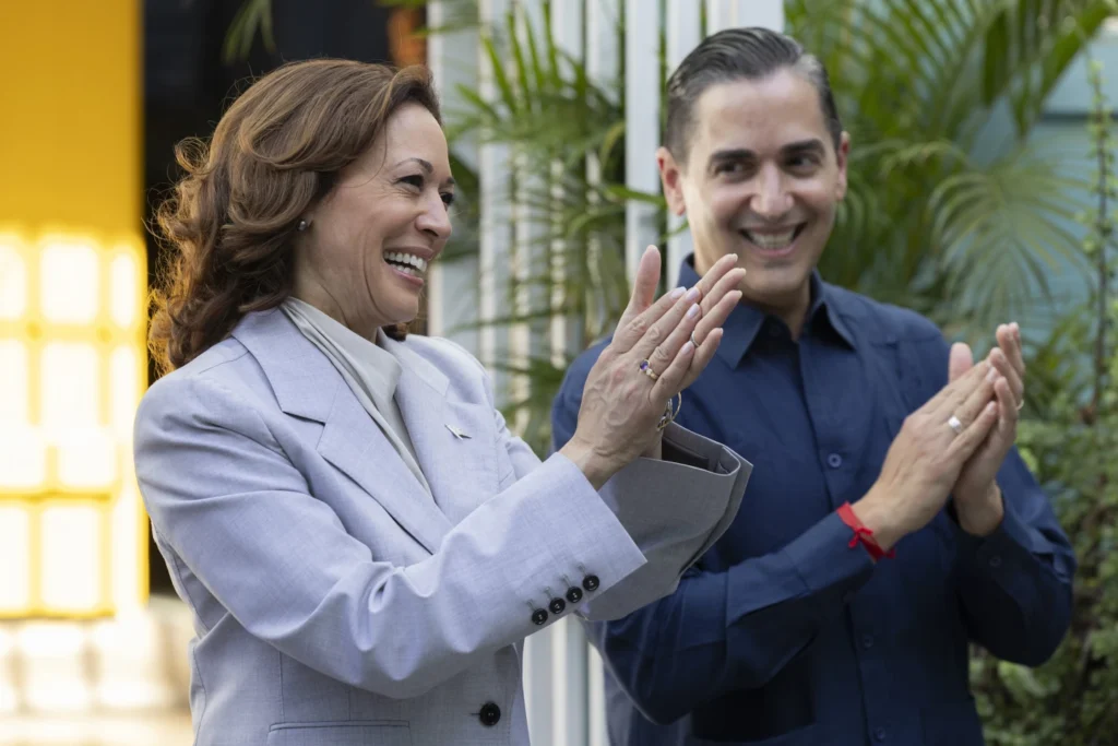 Kamala Harris marks first visit to Puerto Rico as vice president, riling some in the US territory
