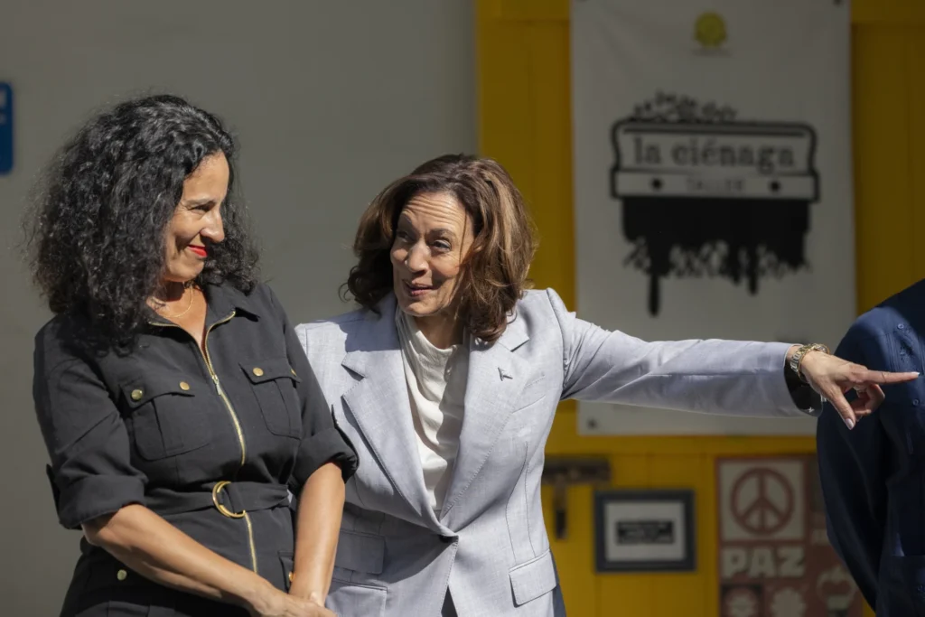 Kamala Harris marks first visit to Puerto Rico as vice president, riling some in the US territory