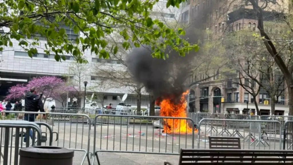 Man sets himself on fire outside courthouse where Trump trial is being held
