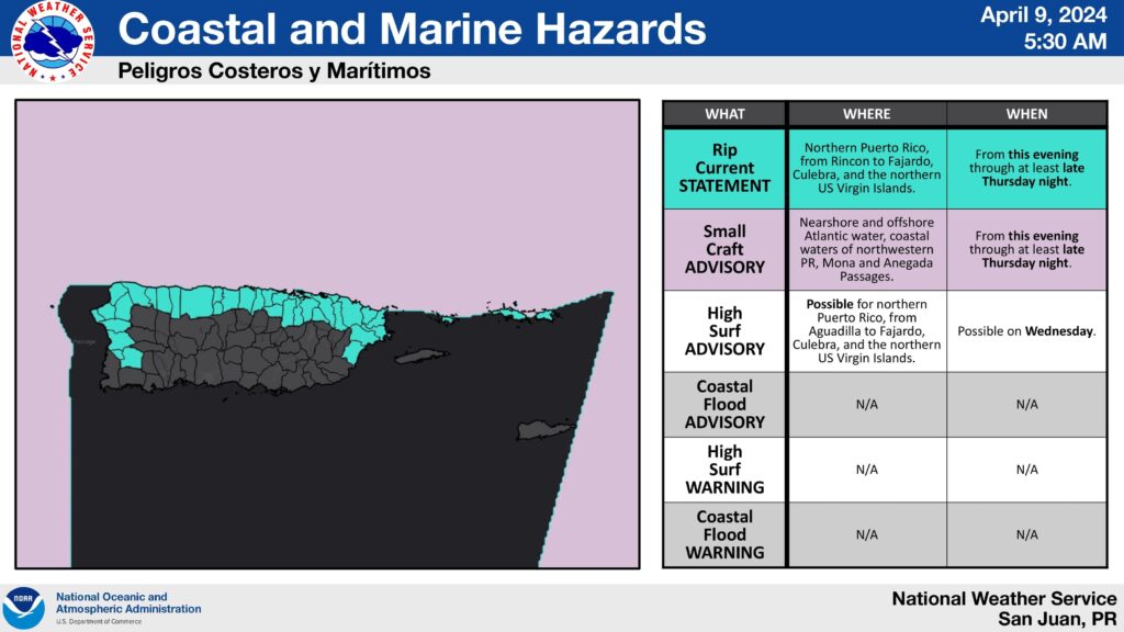 USVI marine and beach conditions to deteriorate starting tonight; high surf possible tomorrow