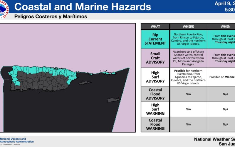 USVI marine and beach conditions to deteriorate starting tonight; high surf possible tomorrow