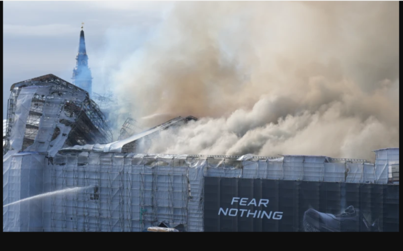 Fire destroys Copenhagen’s Old Stock Exchange dating to 1600s, collapsing its dragon-tail spire