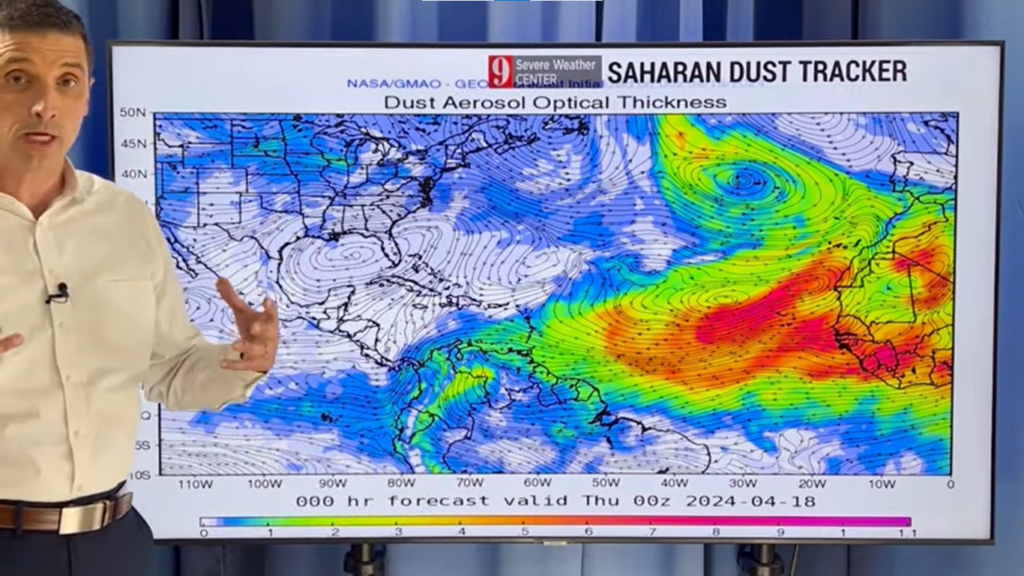 Saharan dust plume heading towards the Caribbean
