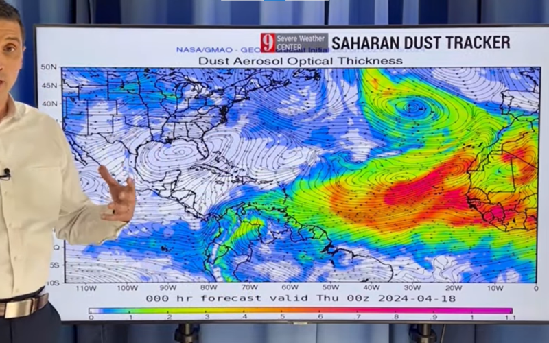 Saharan dust plume heading towards the Caribbean