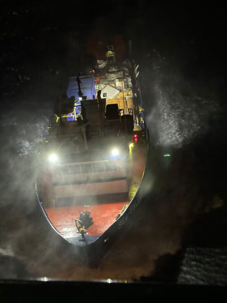 Coast Guard aircrew aids BVI-bound cargo vessel taking on water in Caribbean Sea