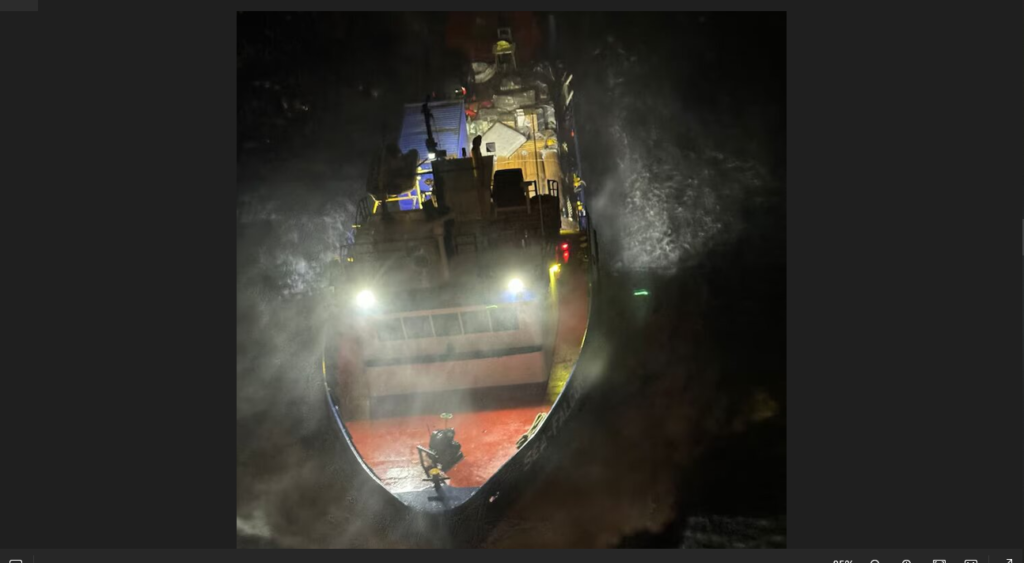 Coast Guard aircrew aids BVI-bound cargo vessel taking on water in Caribbean Sea