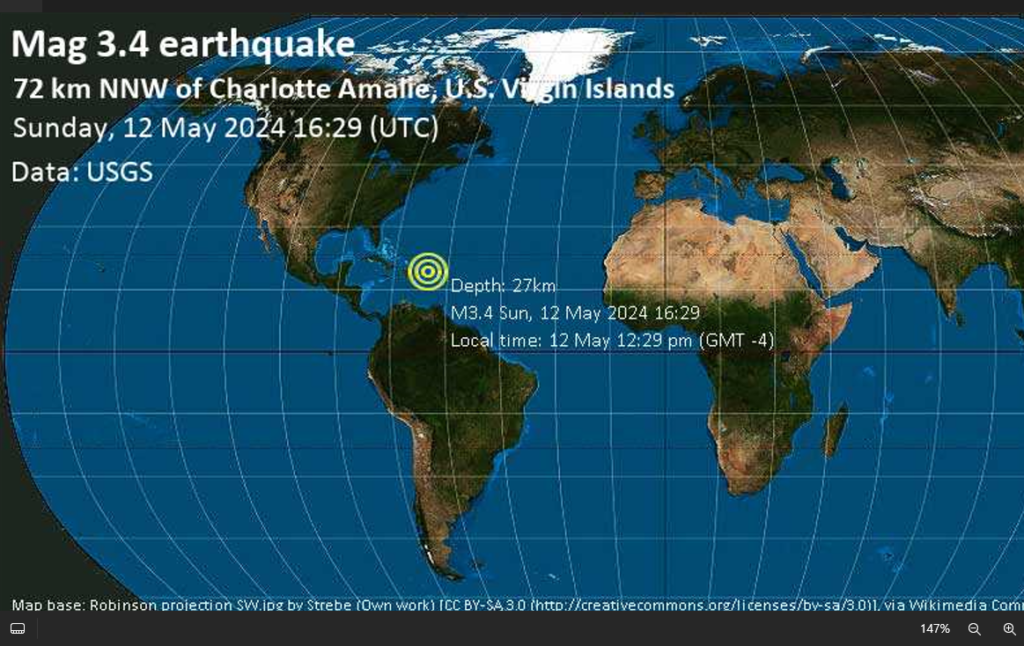 'Light' 3.4 magnitude earthquake hits near St. Thomas on Sunday afternoon