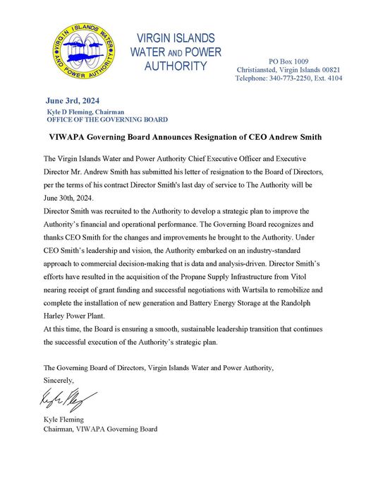 CEO Andrew Smith resigns from WAPA amid chaos at public utility