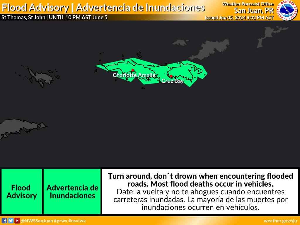 Flash flood warning issued for St. Thomas: NWS