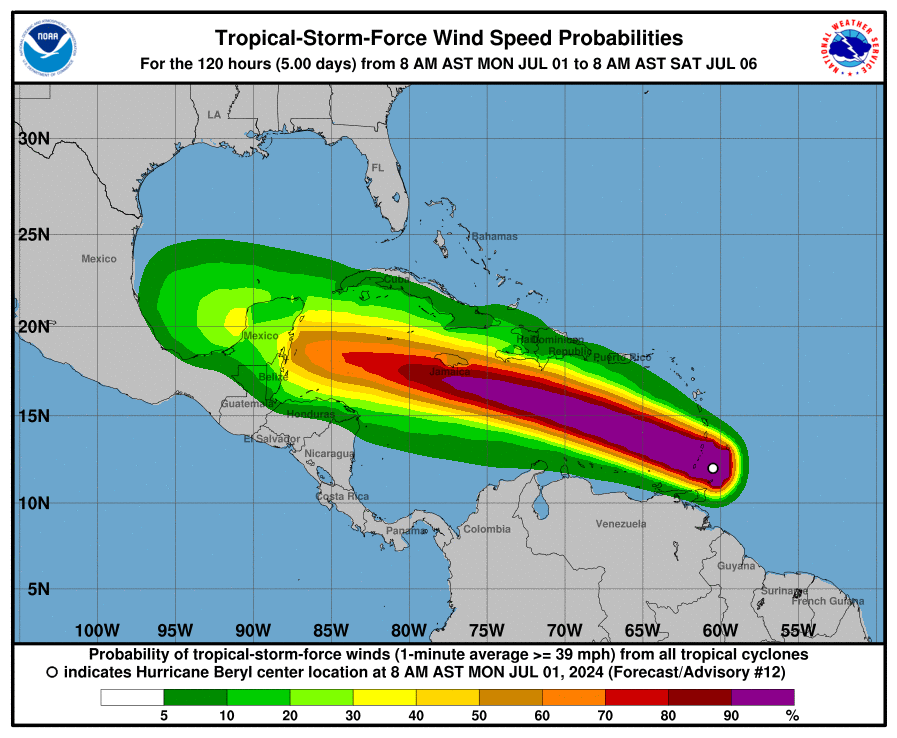 Beryl makes landfall as Category 4 hurricane on Caribbean island of Carriacou in Grenada