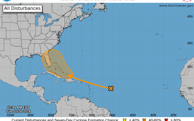 Slow development possible with tropical wave headed towards Caribbean