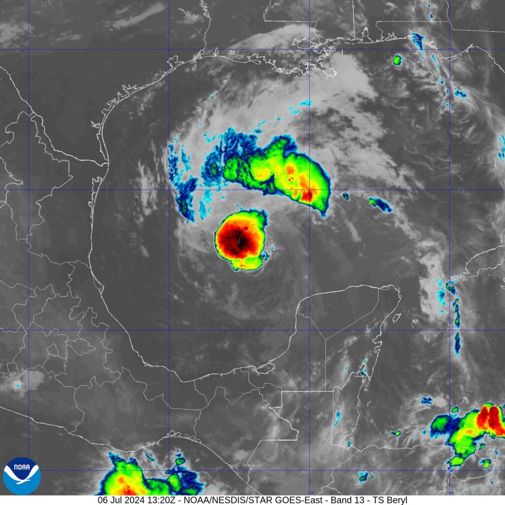 Beryl moves into Gulf of Mexico, could reach Texas by tomorrow as hurricane