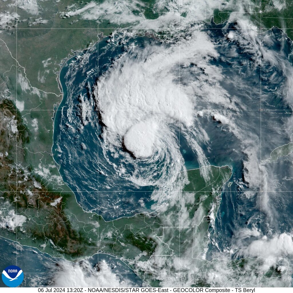 Beryl moves into Gulf of Mexico, could reach Texas by tomorrow as hurricane