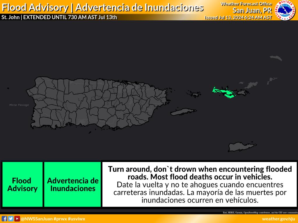 Tropical Wave brings 'moisture field,' urban flood advisory issued for St. Thomas