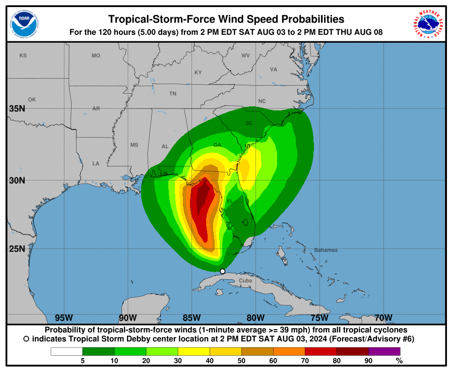 Tropical Storm Debby aims for Jacksonville