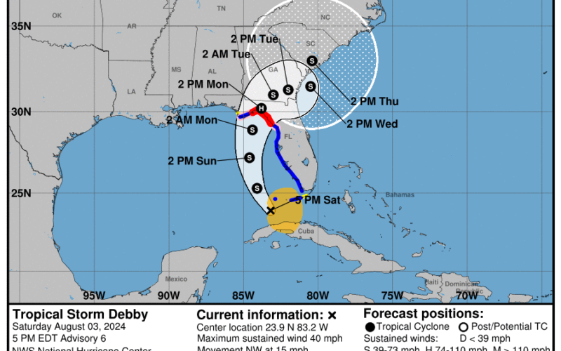 Tropical Storm Debby aims for Jacksonville