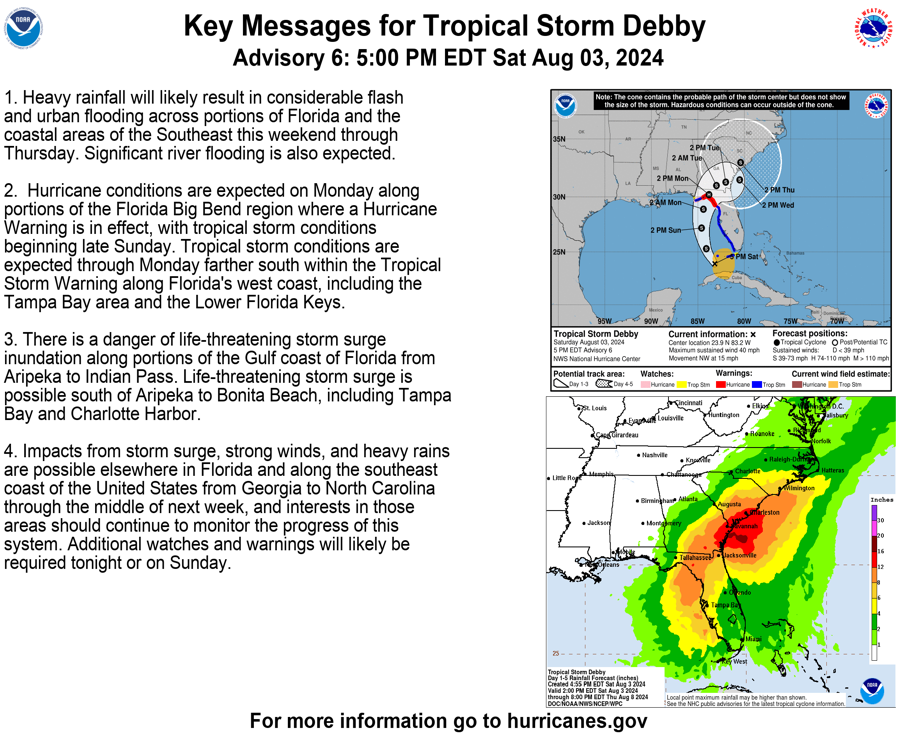 Tropical Storm Debby aims for Jacksonville