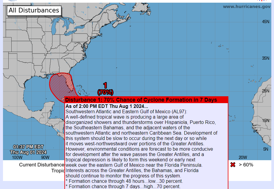 Florida faces flood threat as Invest 97L shifts west