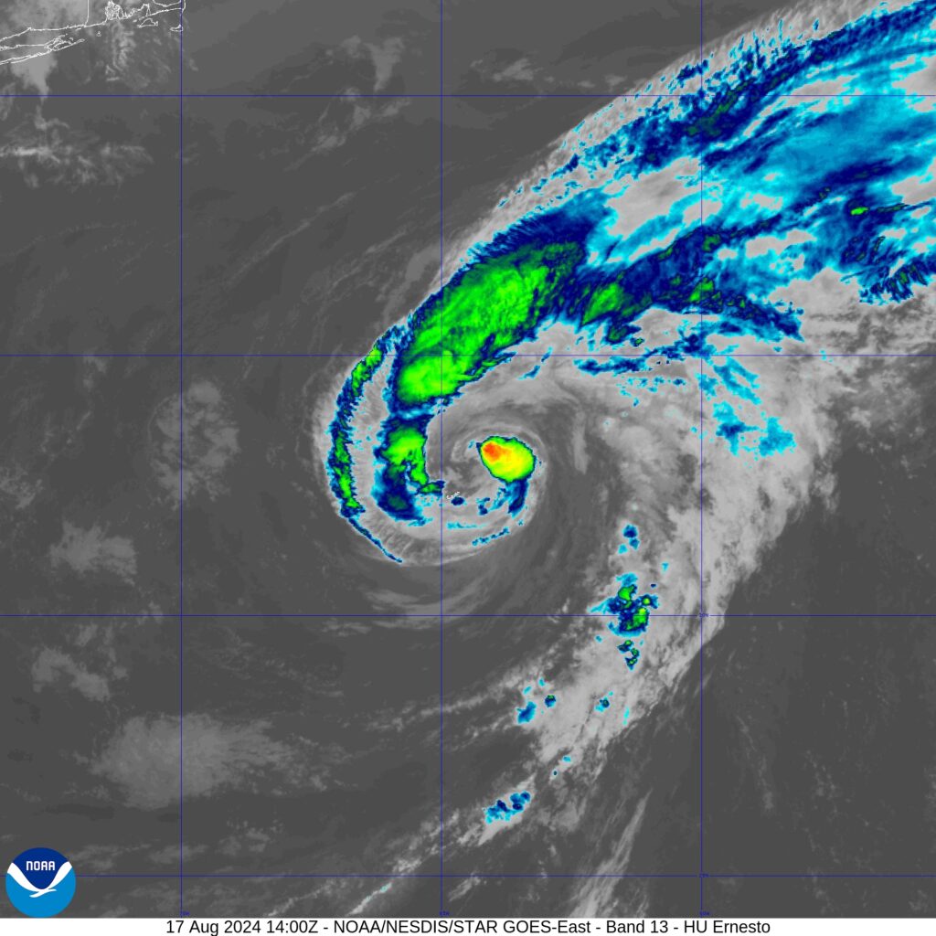 Hurricane Ernesto makes landfall on Bermuda as a category 1 storm