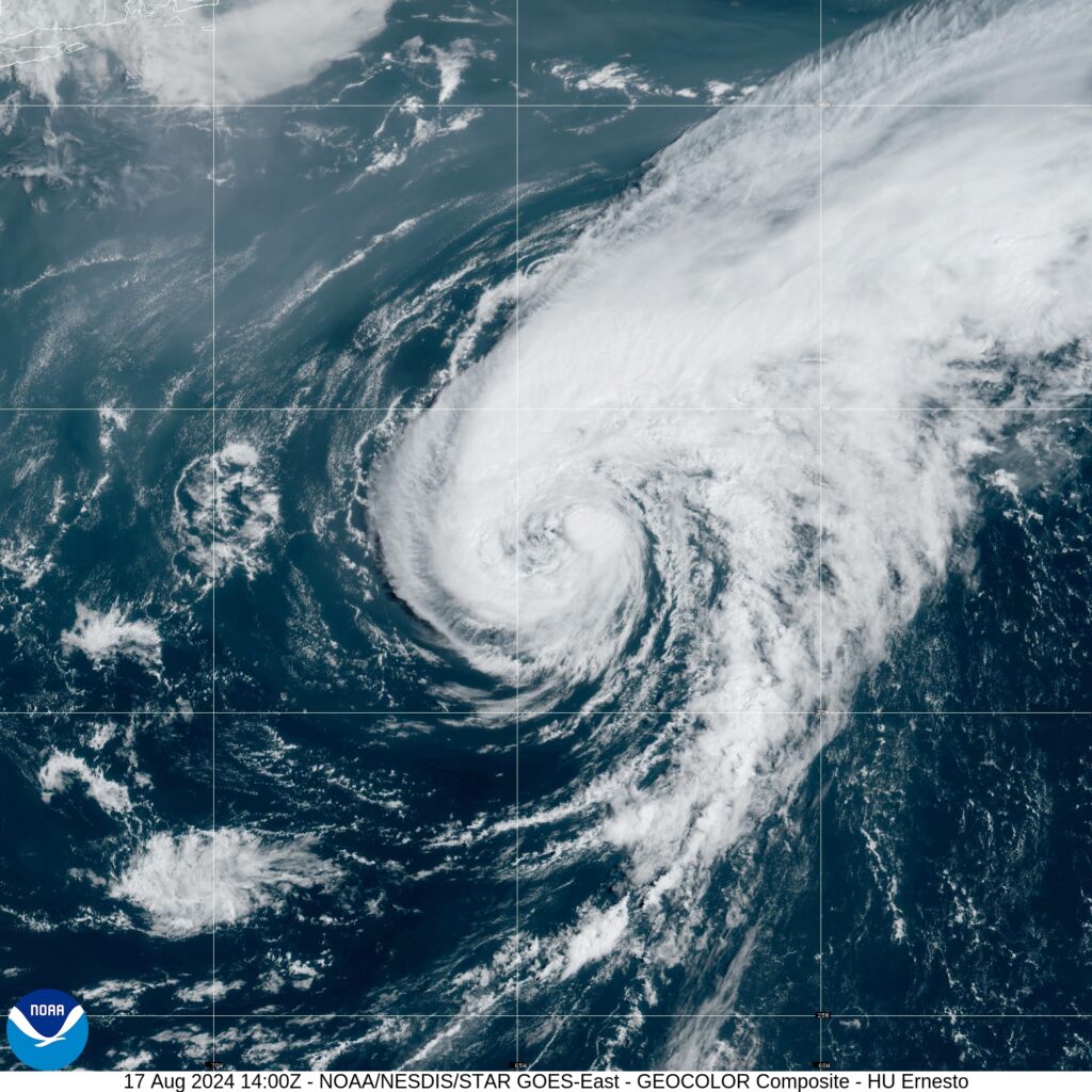 Hurricane Ernesto makes landfall on Bermuda as a category 1 storm