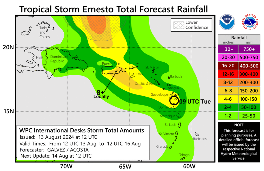 Tropical Storm Ernesto drenches northeast Caribbean and takes aim at Puerto Rico