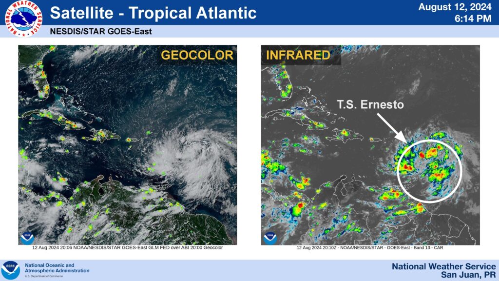 Tropical Storm Ernesto looms as a rain threat to the USVI and Puerto Rico