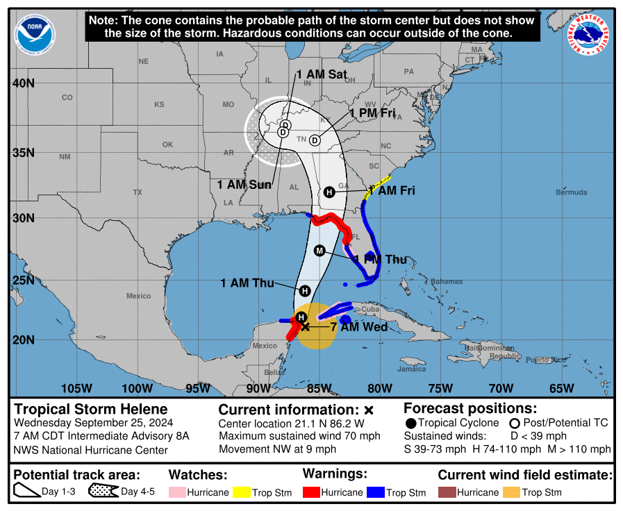 Tropical Storm Helene expected to become a major hurricane ahead of Florida landfall