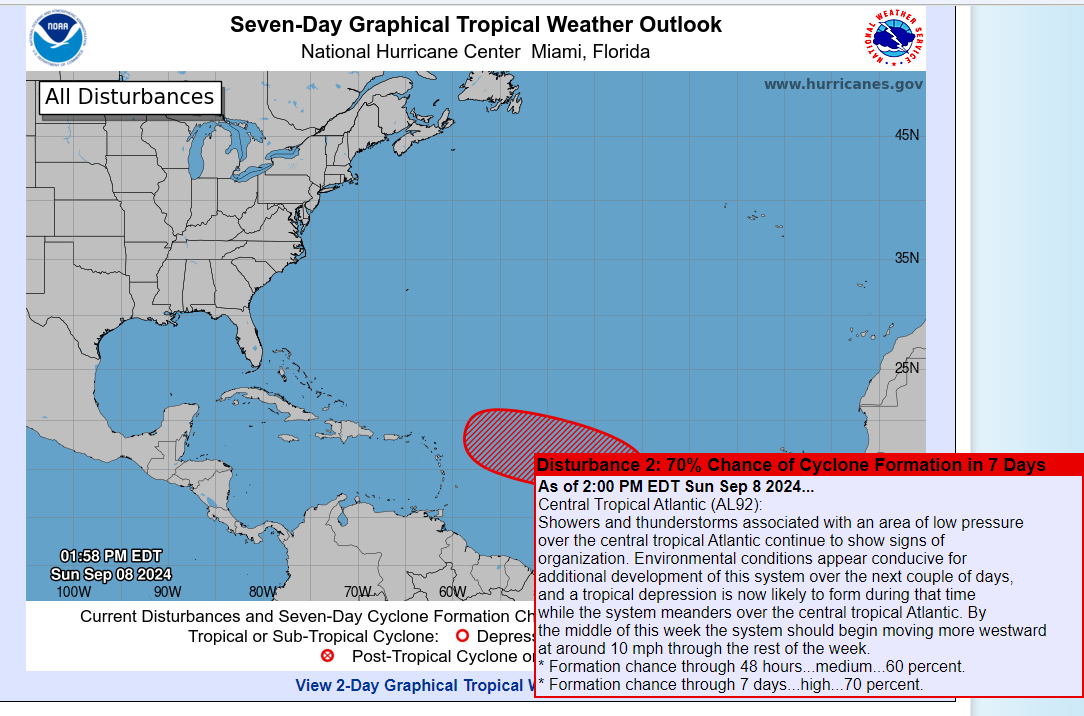 Invest 92-L could form into a tropical depression by tomorrow