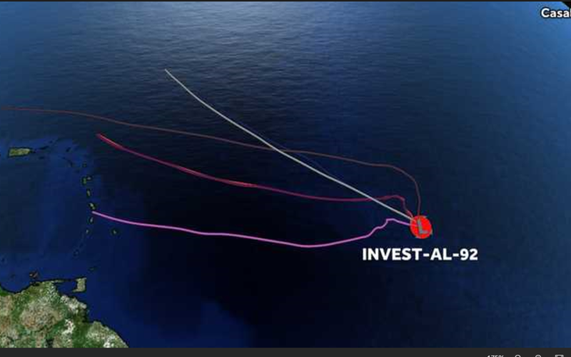 Invest 92-L could form into a tropical depression by tomorrow