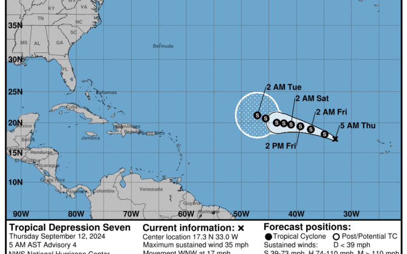 'Fish storm' Tropical Depression 7 could be a tropical storm today, NHC says