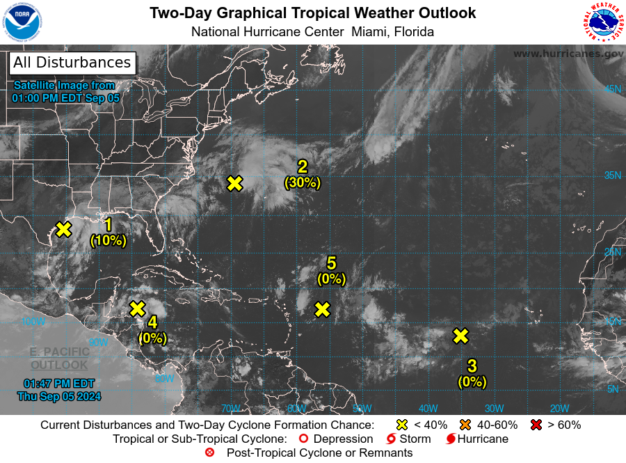 AND THEN THERE WERE 5! NHC monitoring 5 disturbances in Atlantic