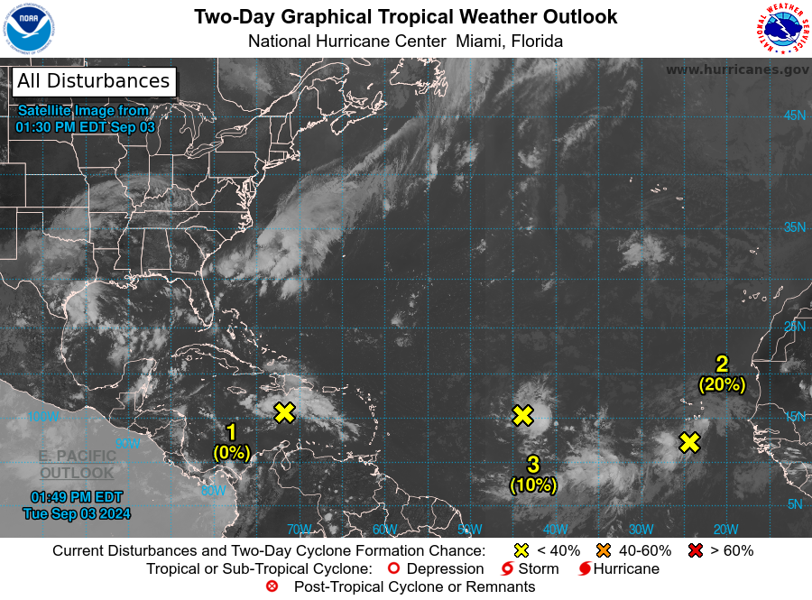 Strong tropical wave grows, shifts west