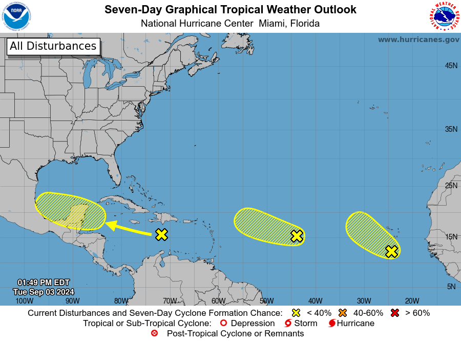 Strong tropical wave grows, shifts west