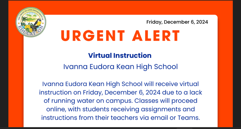 Ivanna Eudora Kean High School students on ‘virtual instruction’ today