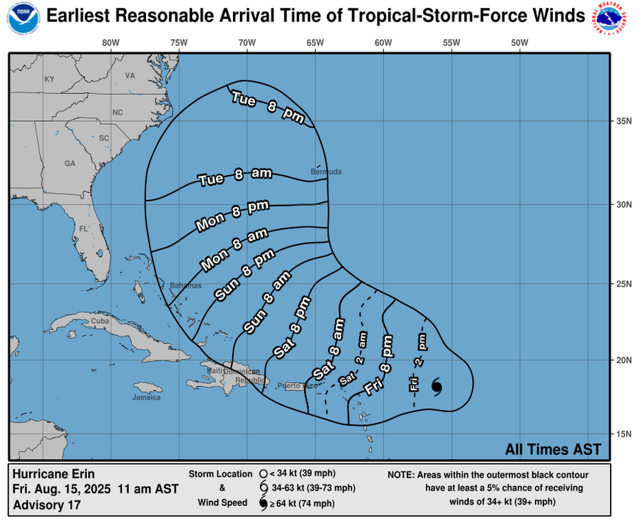 Hurricane Erin likely to steer north of USVI but we may still feel some impacts