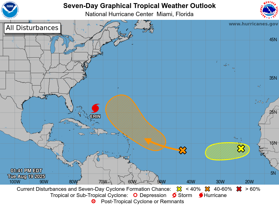 St. Croix: Times of sun and clouds, a thunderstorm in spots, high 91