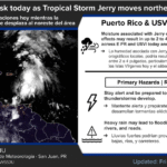 Plenty of clouds, some wind and rain from Hurricane Jerry this afternoon