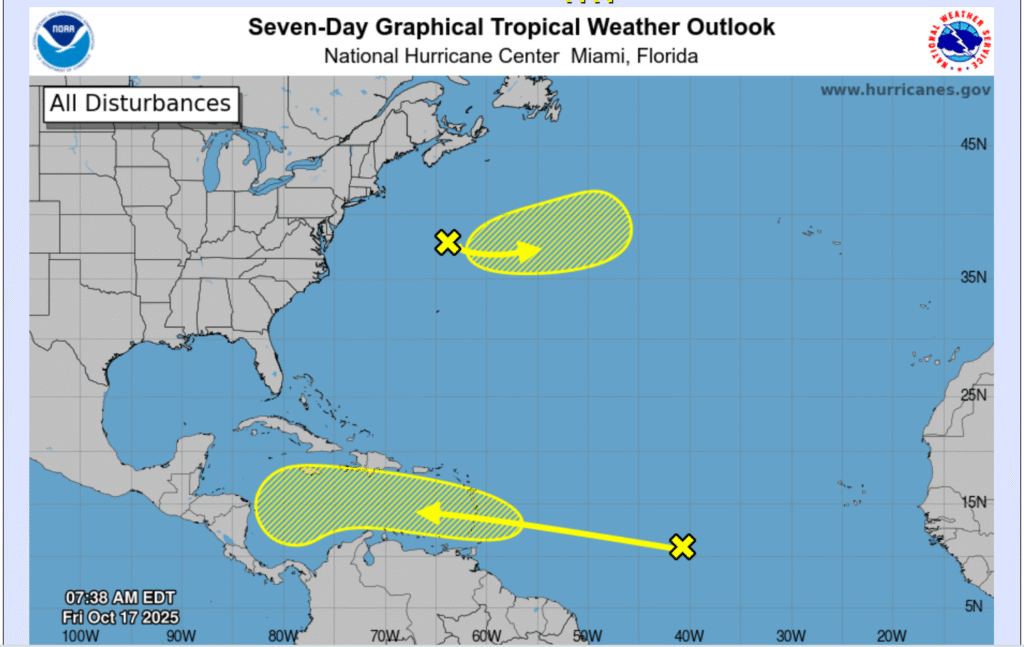 Disturbance forms in Atlantic as tropical wave moves towards Caribbean Sea