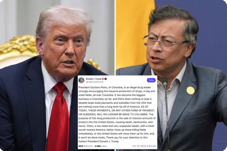 Trump says he’s cutting off all subsidies to Colombia, accuses Prez Gustavo Petro of being ‘illegal drug leader’