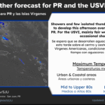 Breezy with clouds and sun, a couple of showers this morning, high 90