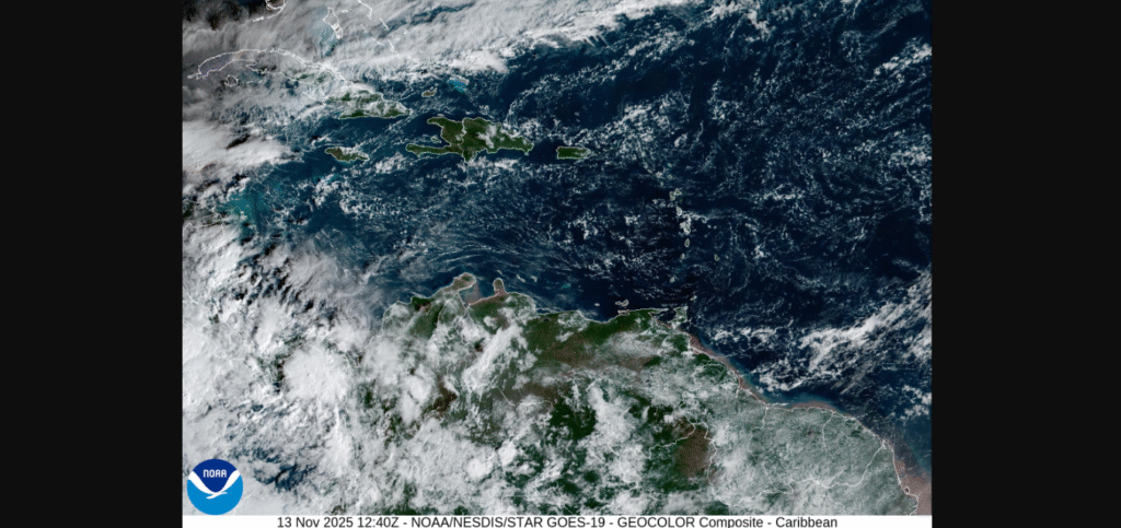 Intervals of clouds and sunshine with a morning shower in places, high 88